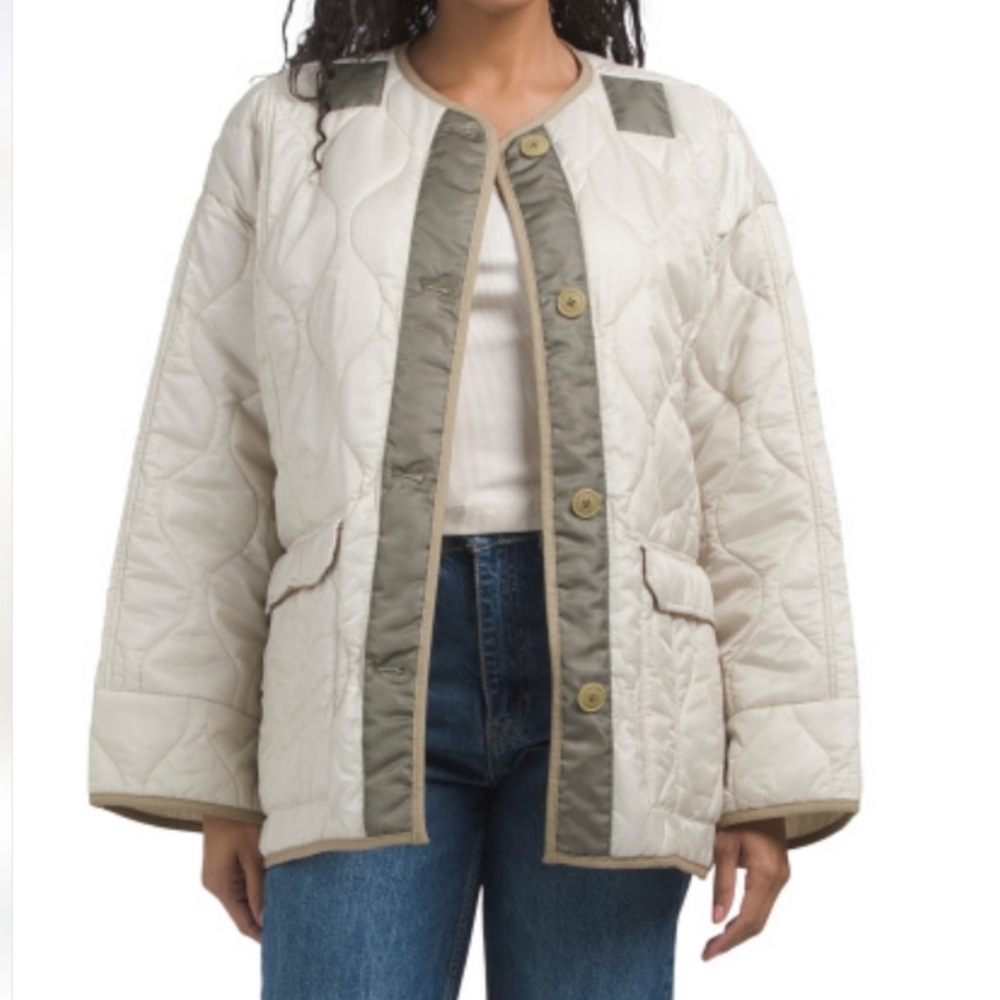 HUDSON Onion Quilted Oversized Liner Jacket with Nylon Taping Details XS NWT